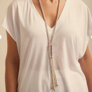 NWT Uno De 50 Jellyfish Long Statement Beaded Necklace Tassel BOLO Silver Plated